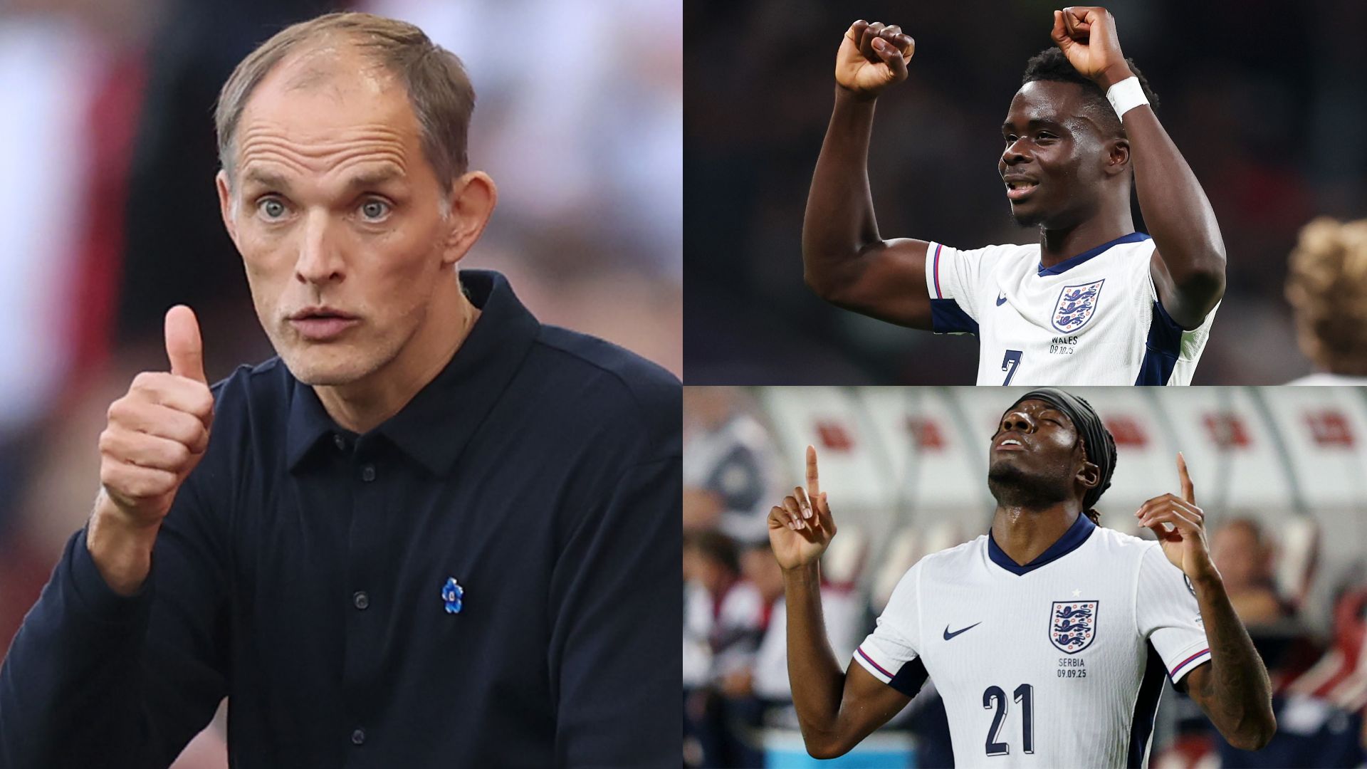 Thomas Tuchel Bukayo Saka Noni Madueke England 2025
