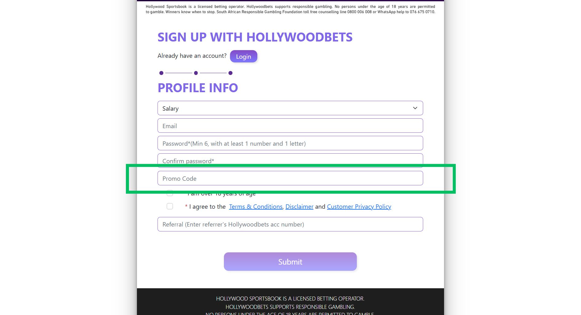 Hollywoodbets-enter-promo-code