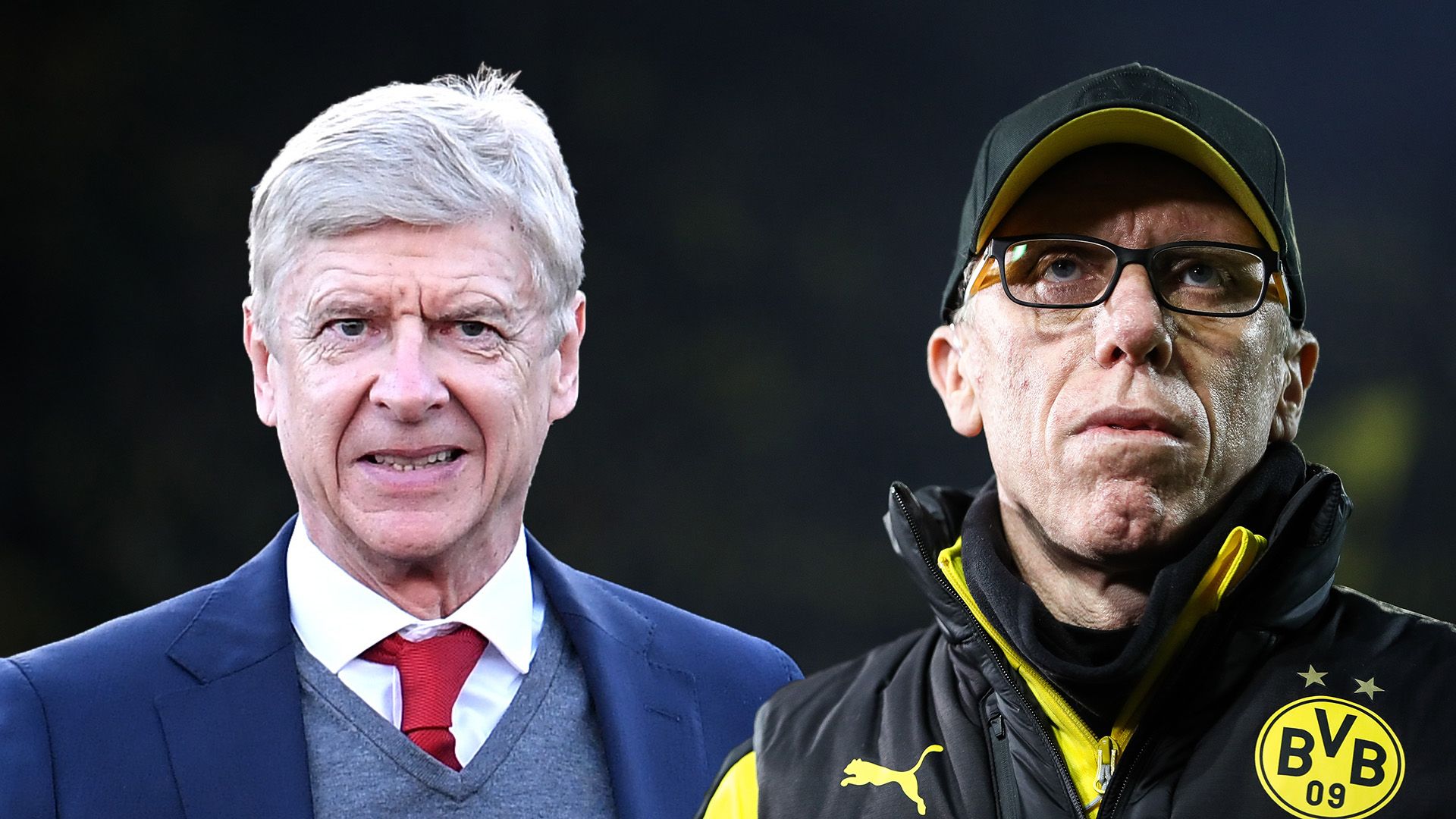 Arsene Wenger Peter Stoger composite