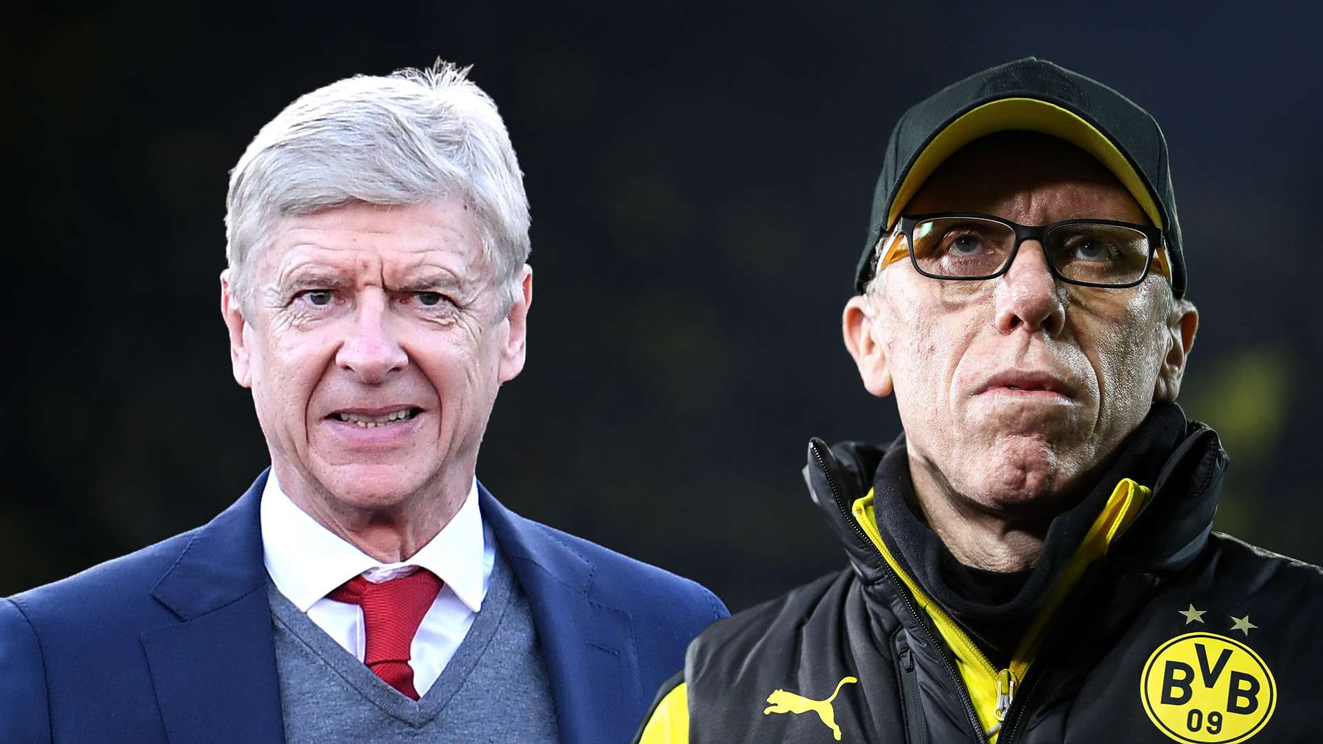 Arsene Wenger Peter Stoger composite