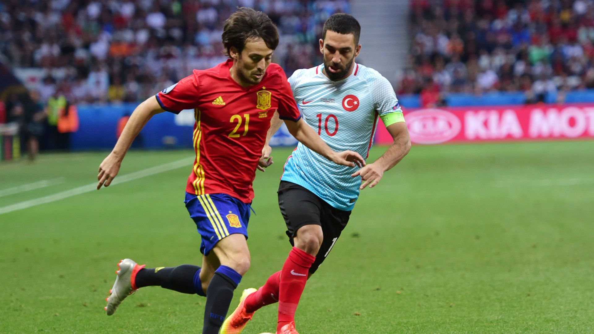 David Silva Arda Turan Spain Turkey Euro 2016