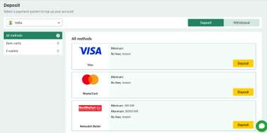 BetWinner IN Payment Options