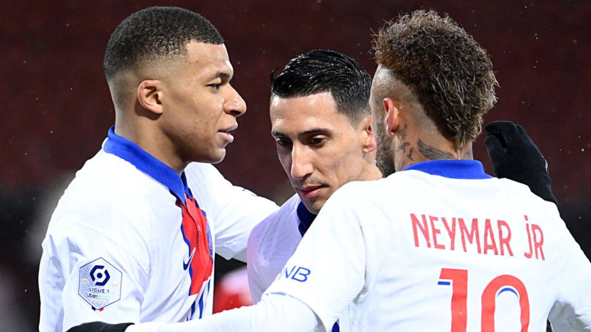 Neymar, Mbappé y Di Marí con el PSG en 2021