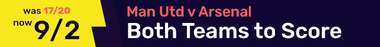 dabblebet new customer offer footer 9/2 BTTS Man Utd v Arsenal