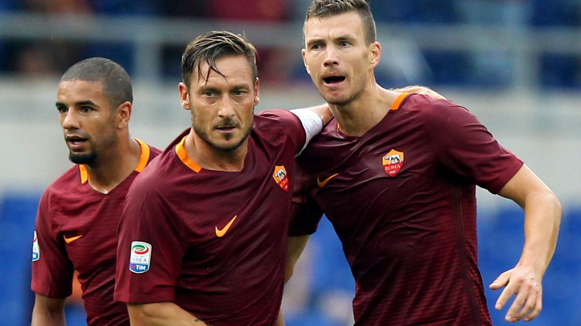 Edin Dzeko Francesco Totti Roma