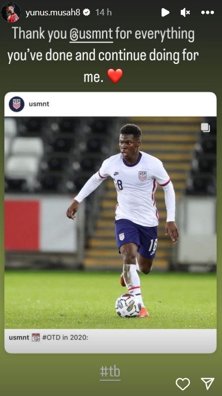Yunus Musah USMNT thanks