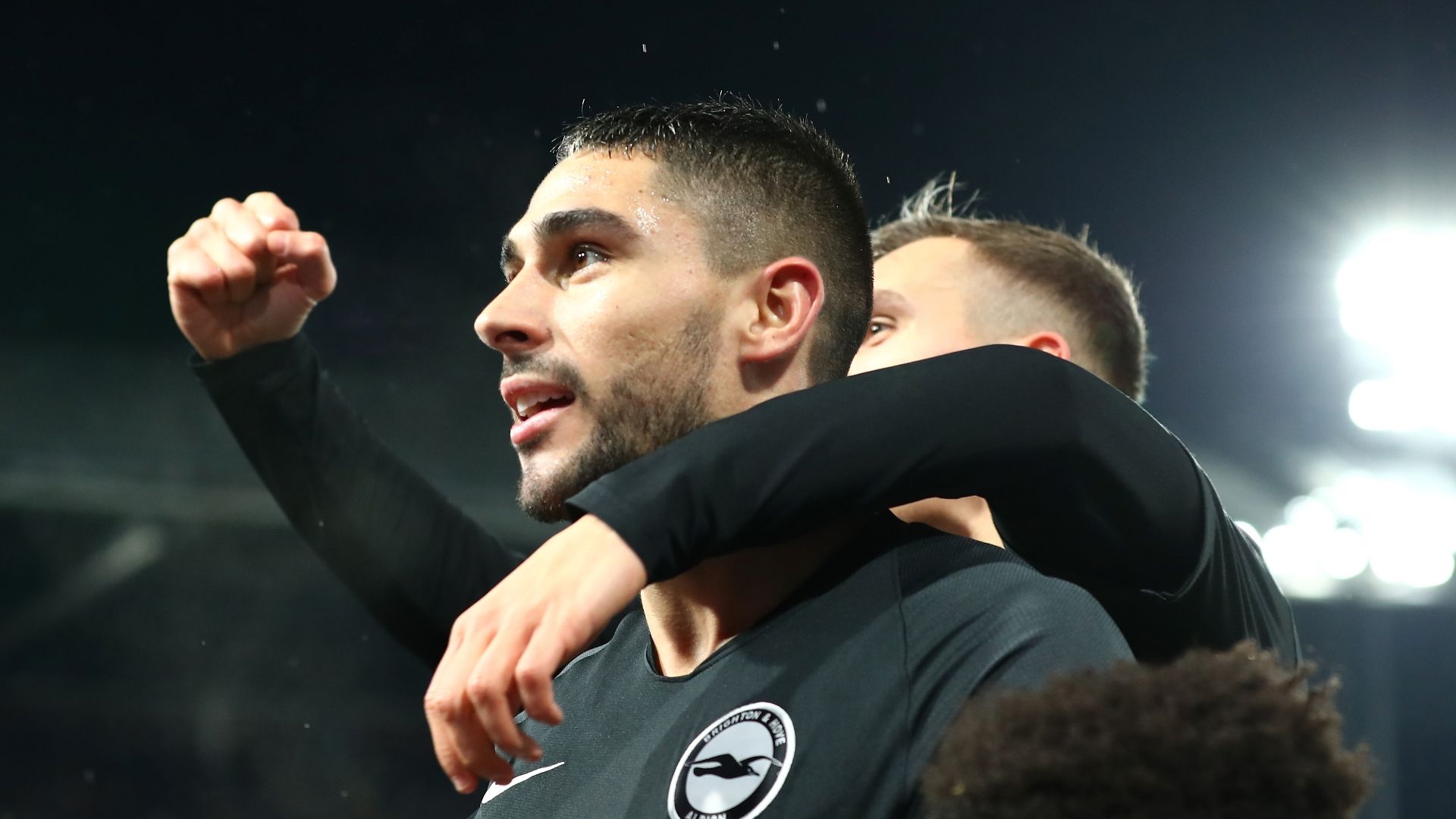 Neal Maupay, Brighton, celebrates at Crystal Palace 2019-20