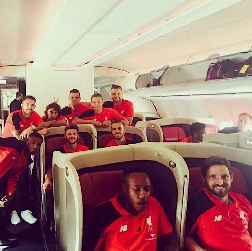 Liverpool on airplane