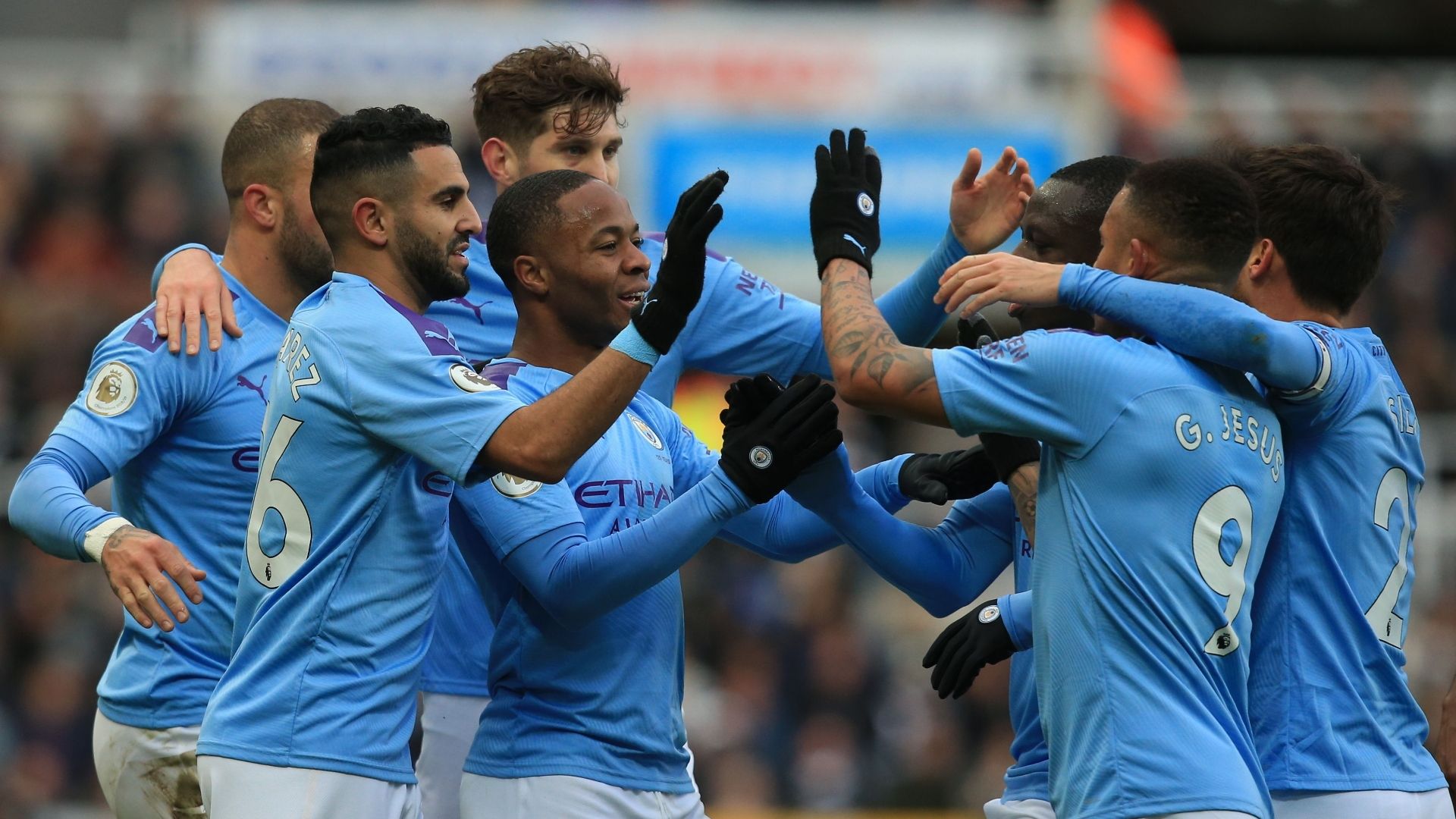 Manchester City celebrate vs Newcastle