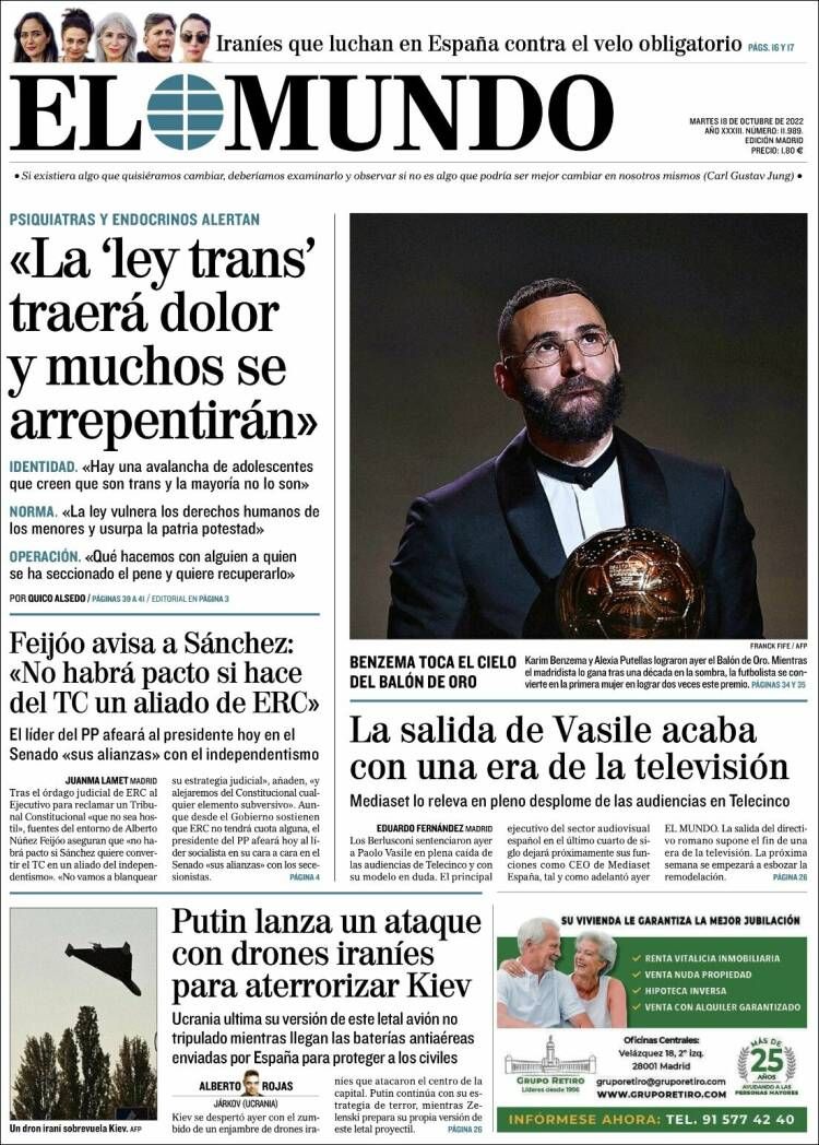 Une Benzema Ballon d'or 2022 Espagne - El Mundo