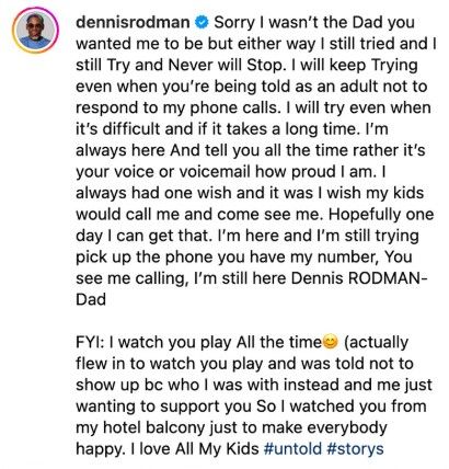 Dennis Rodman Trinity apology