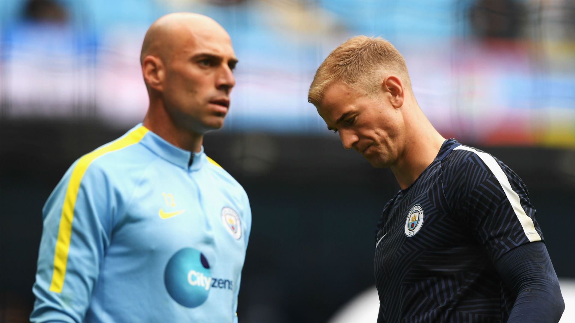Willy Caballero and Joe Hart Premier League Man City v Sunderland
