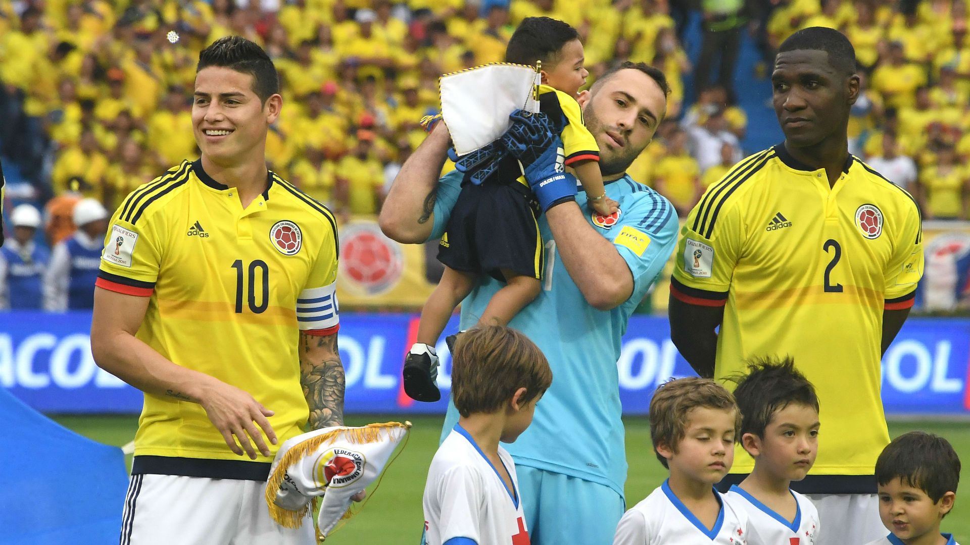 James Rodríguez, David Ospina y Cristian Zapata Colombia