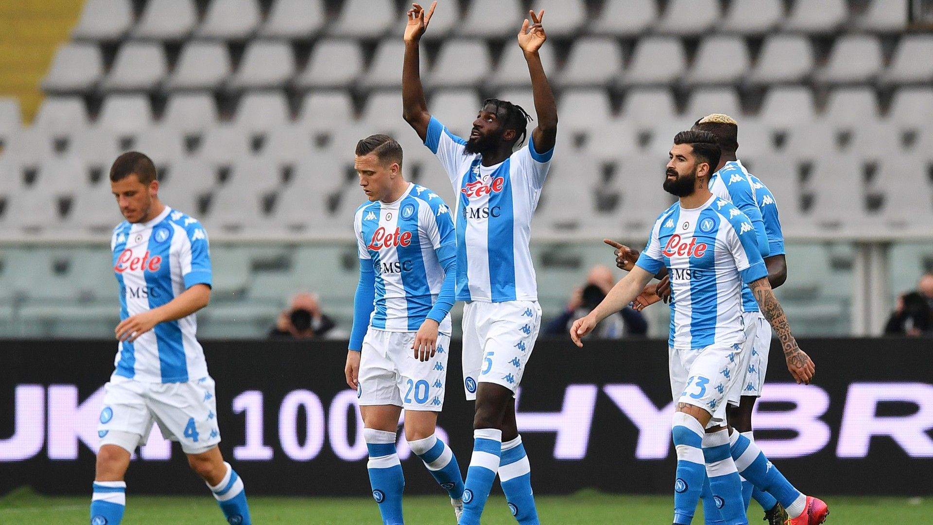 Napoli celebrates goal against Torino
