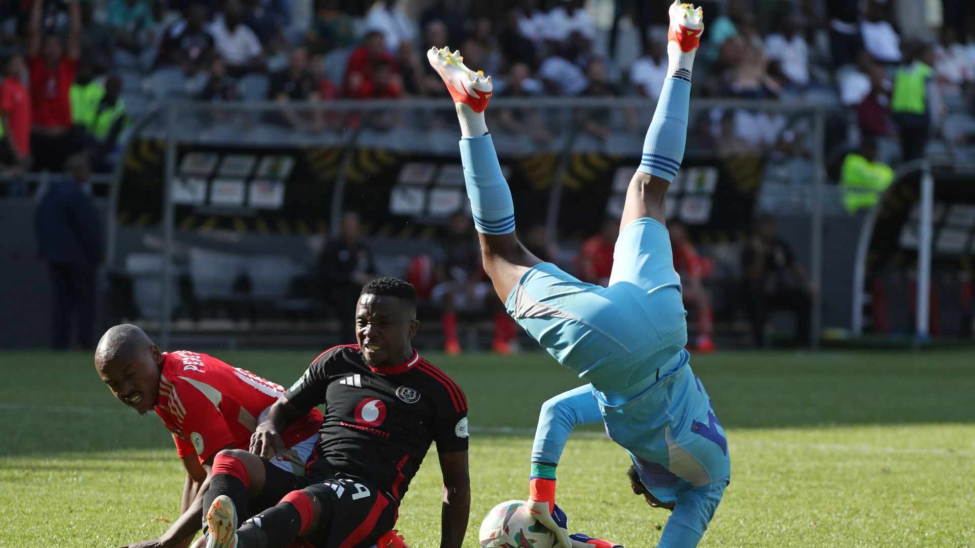 Percy Tau, Paseka Mako and Sipho Chaine, Orlando Pirates against Al Ahly