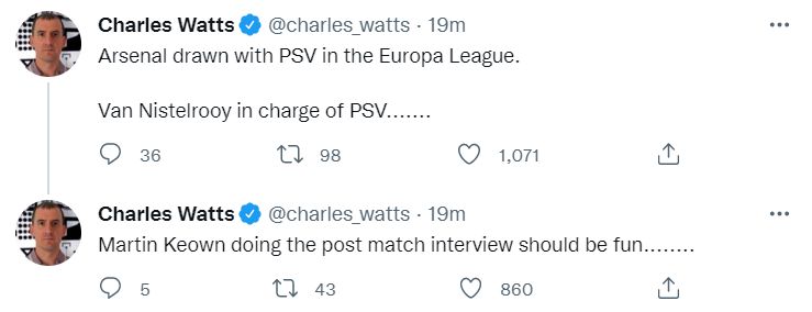 Arsenal Europa League draw reaction Charles