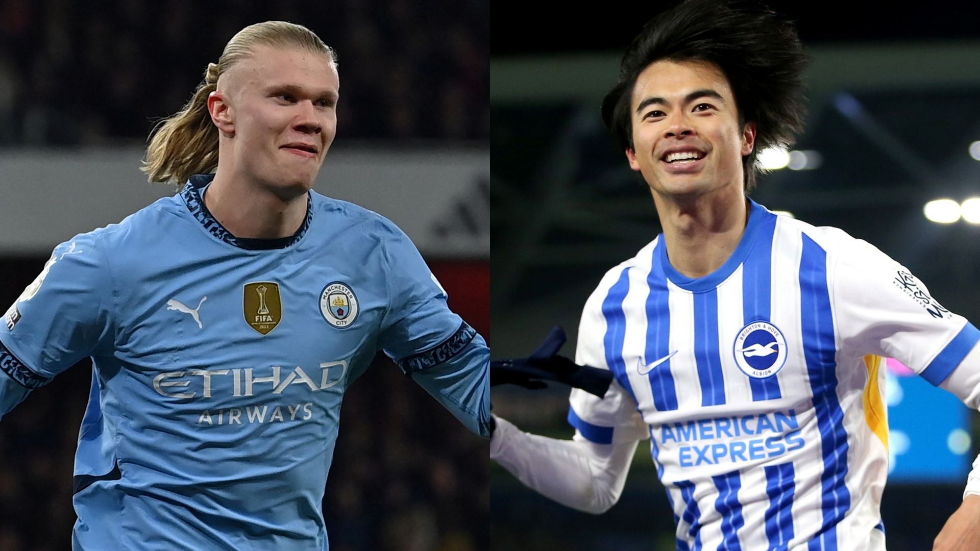 Erling Haaland Man City Kaoru Mitoma Brighton