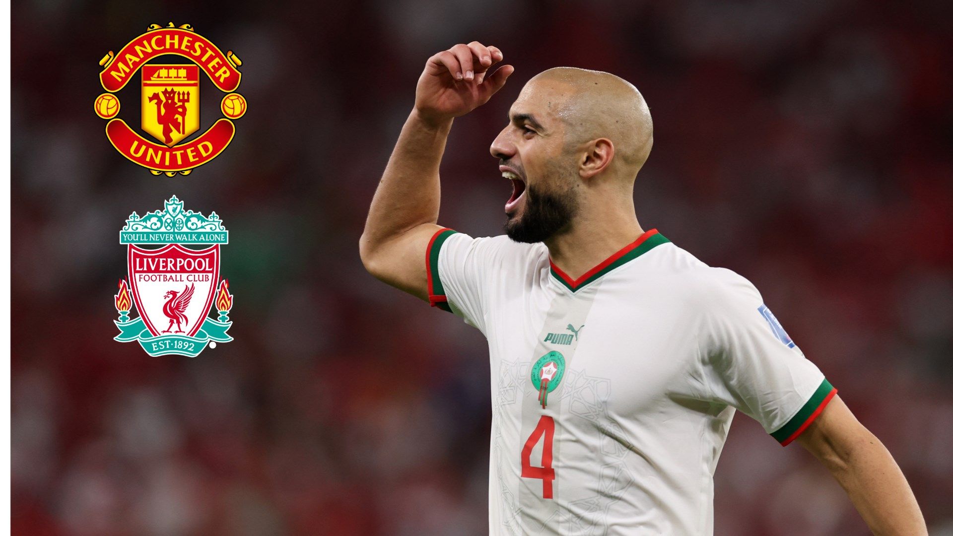 Sofyan Amrabat Morocco away Man Utd Liverpool GFX