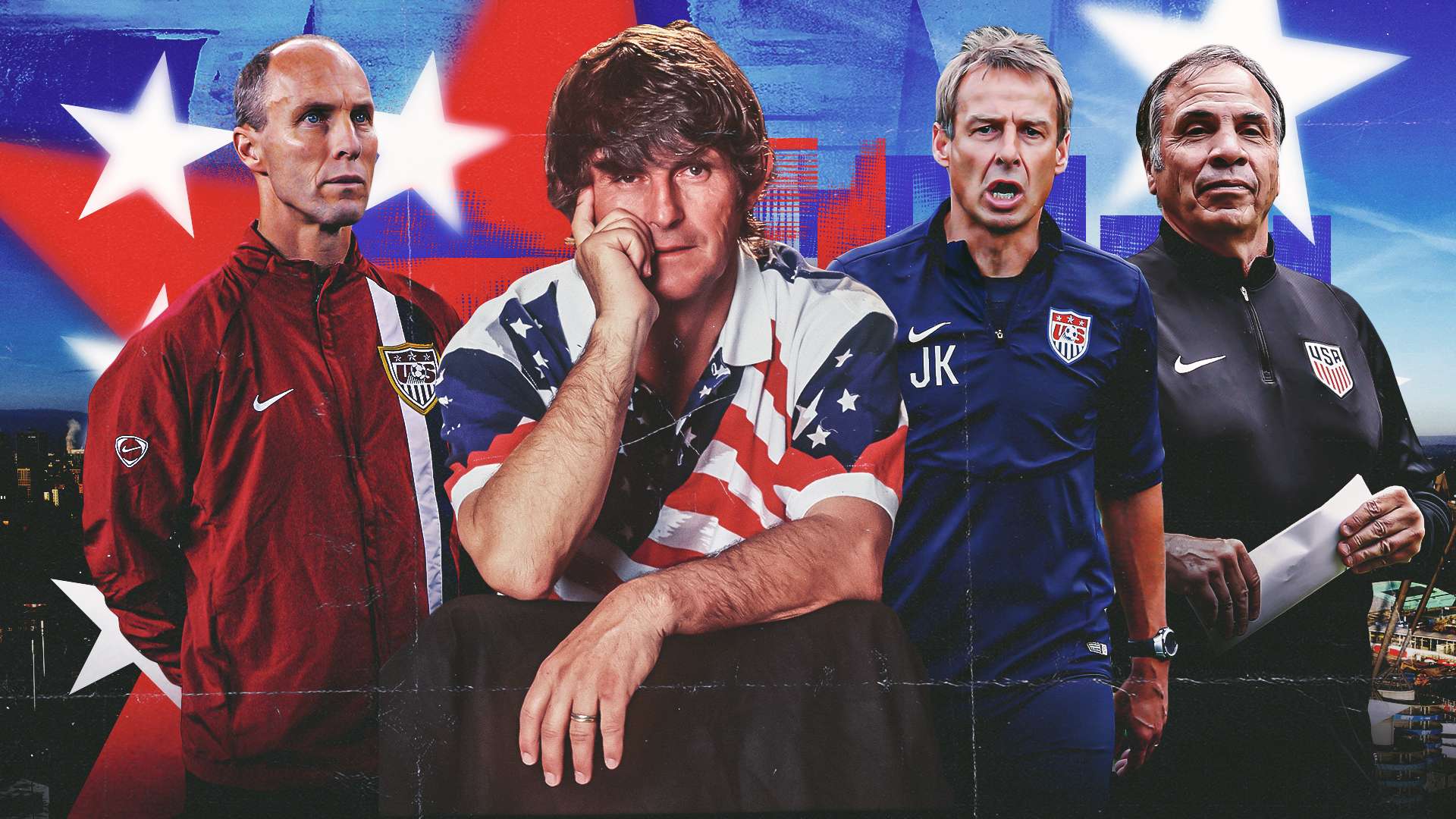 Bora Milutinovic, Bruce Arena, Bob Bradley, Jurgen Klinsmann USMNT