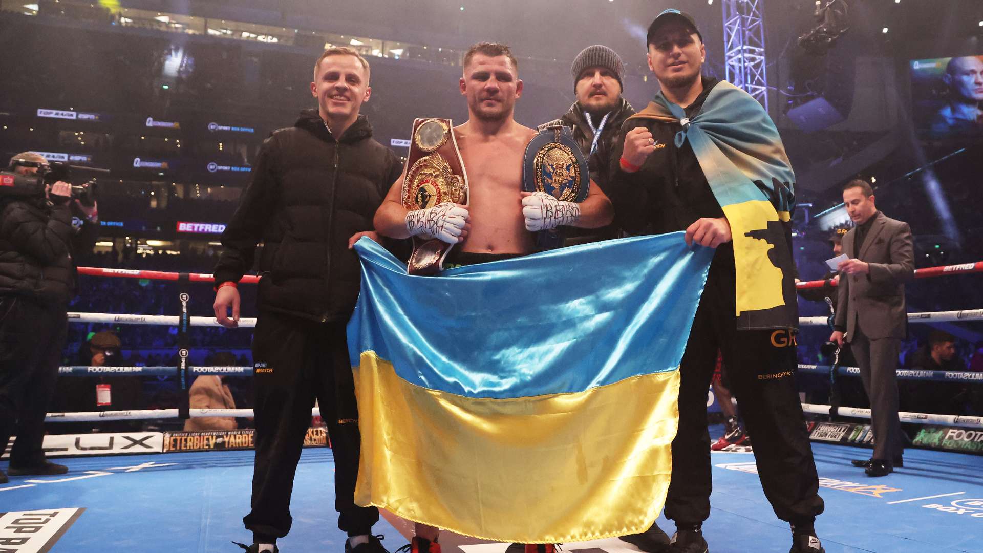 Denys Berinchyk celebrates victory