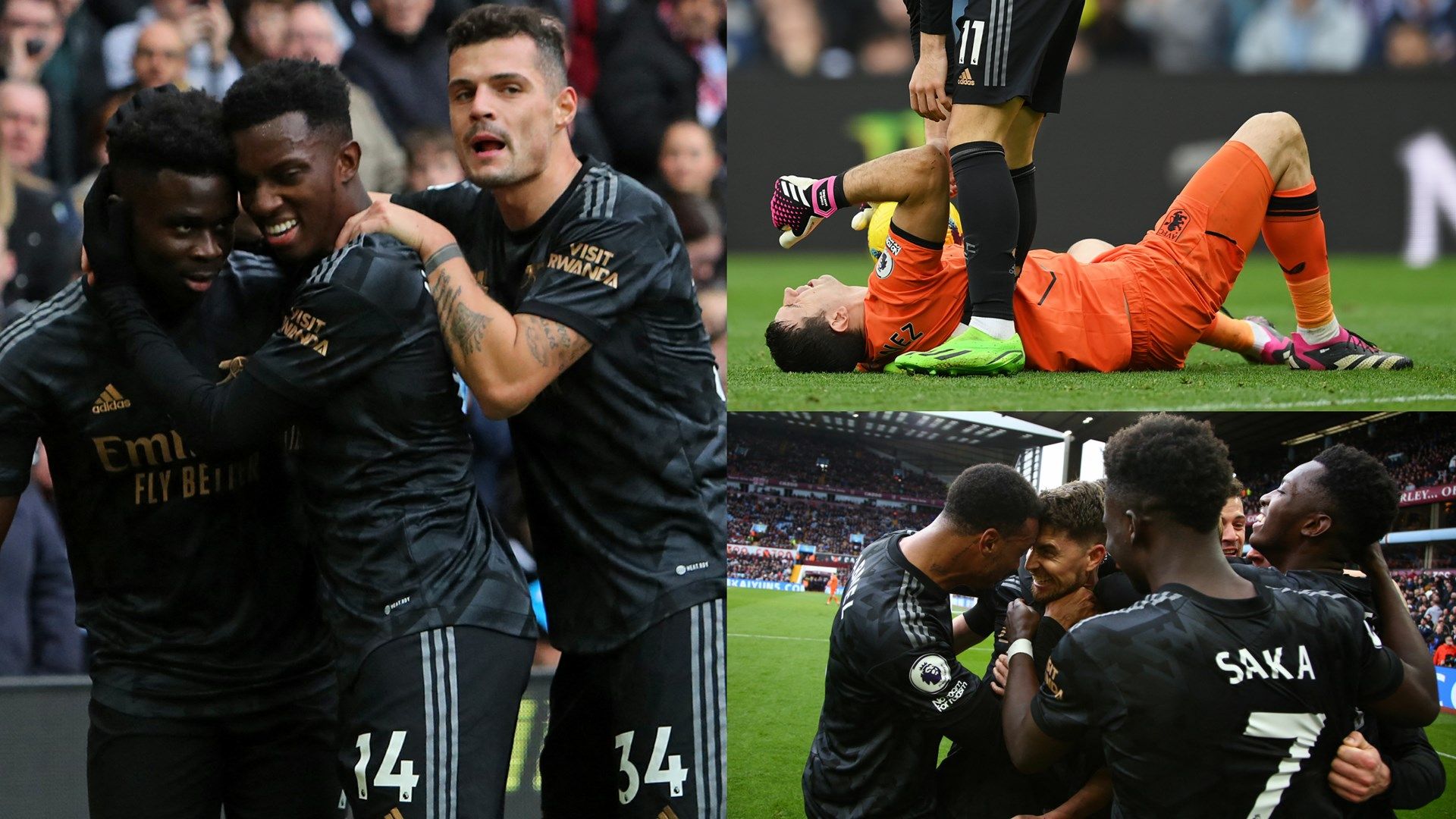 Arsenal celebrating Aston Villa Emiliano Martinez downbeat Premier League 2022-23