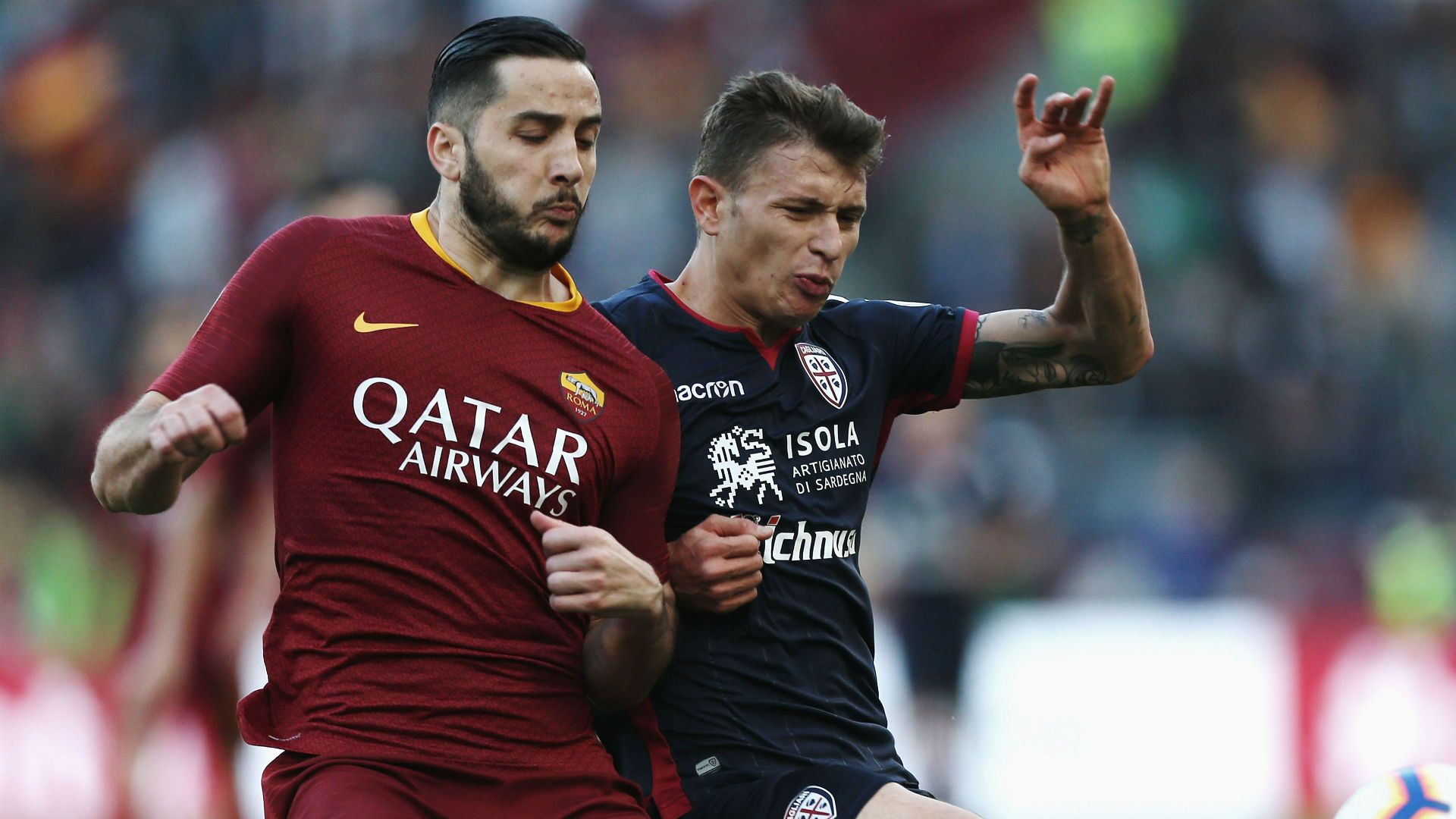 Kostas Manolas Nicolò Barella Roma Cagliari