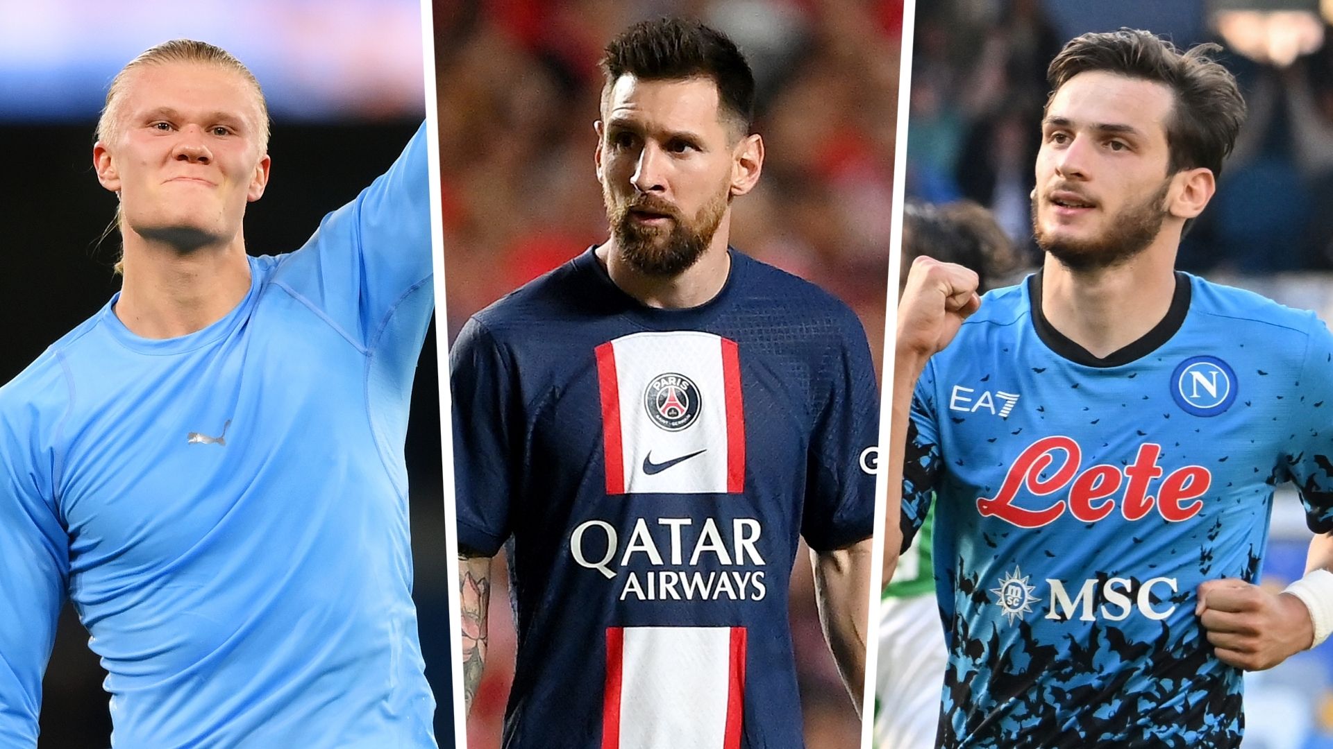 Haaland Messi Kvaratskhelia GFX