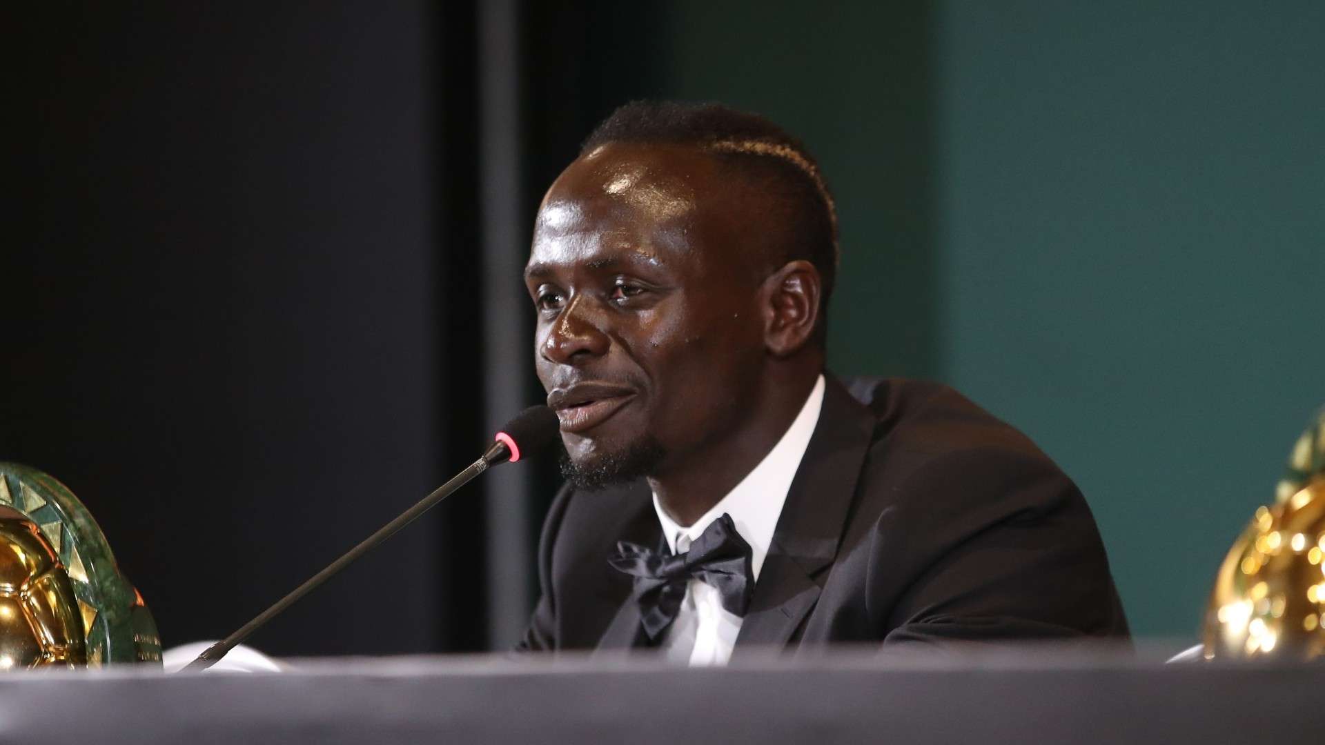Sadio Mane at the press conference during the 2022 CAF Awards.