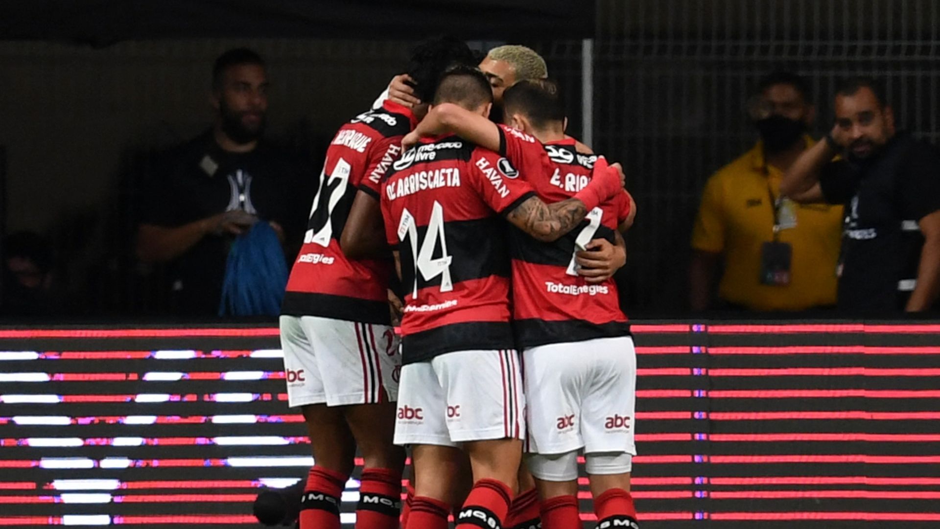 Jogadores comemoram, Flamengo x Olimpia, quartas Copa Libertadores, 18082021