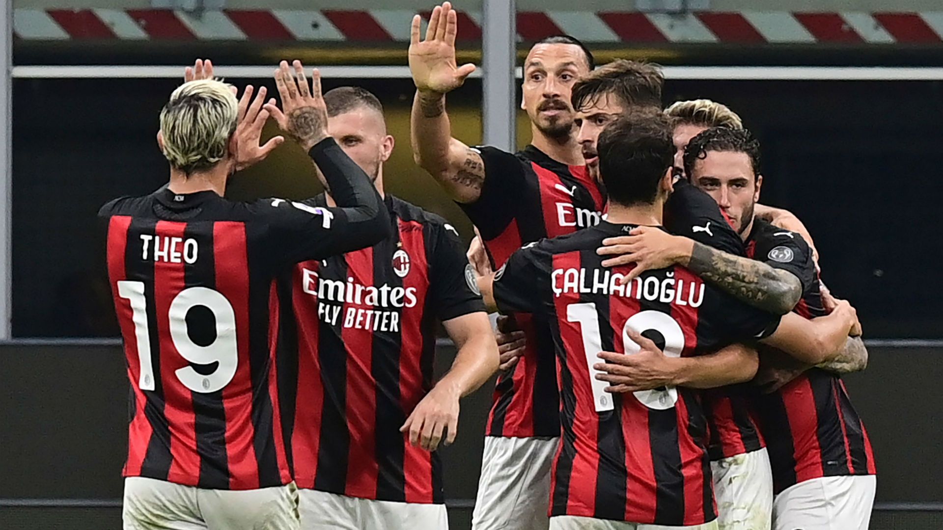 Milan celebrating Bologna Serie A