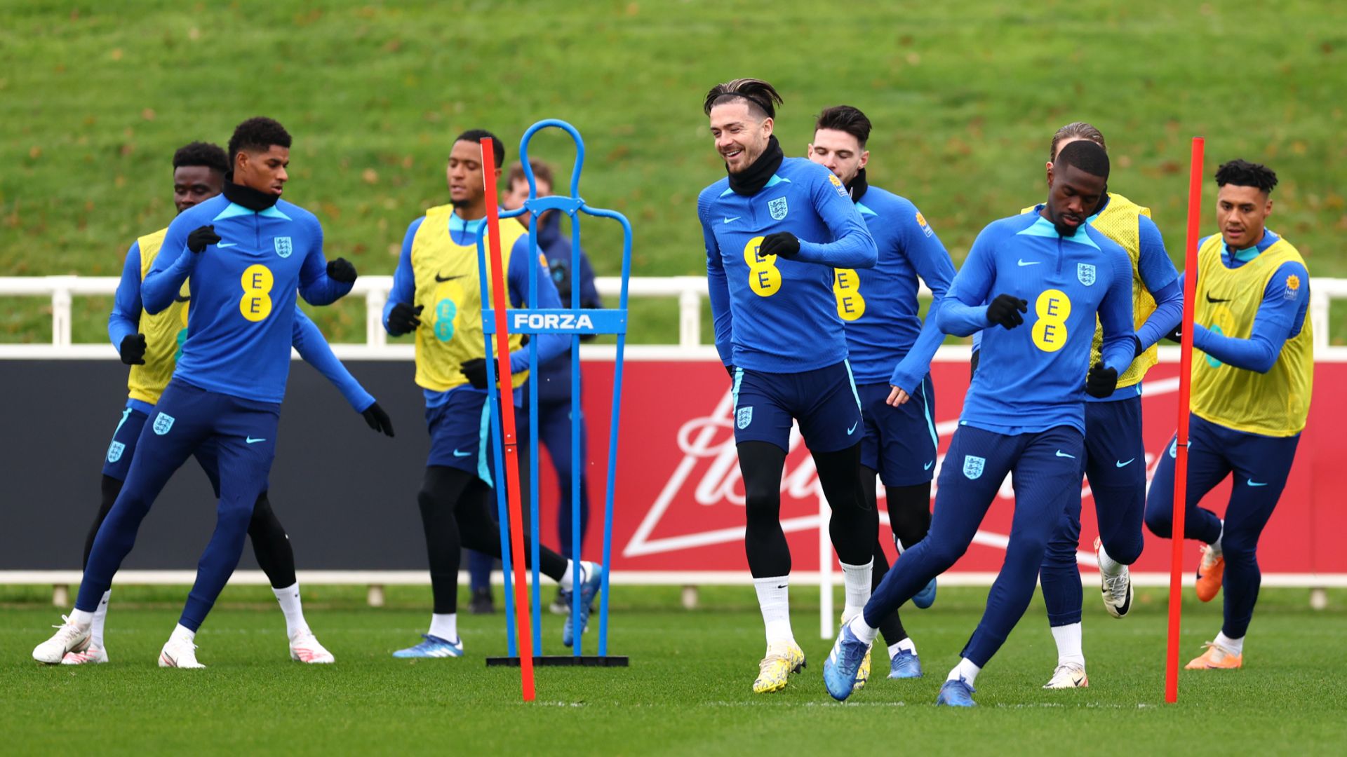 England players in training
