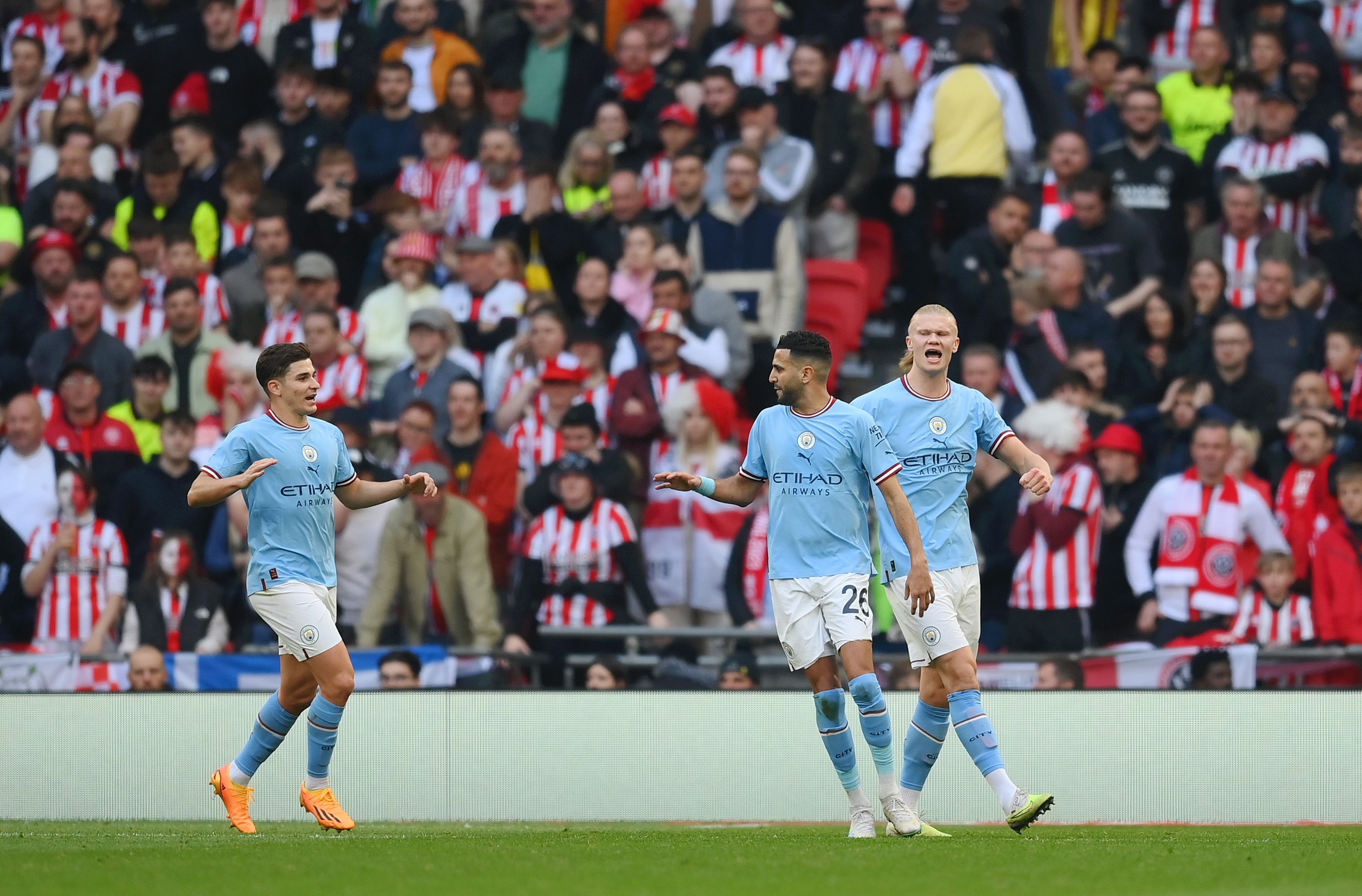 Mahrez Haaland celebrate FA Cup SF