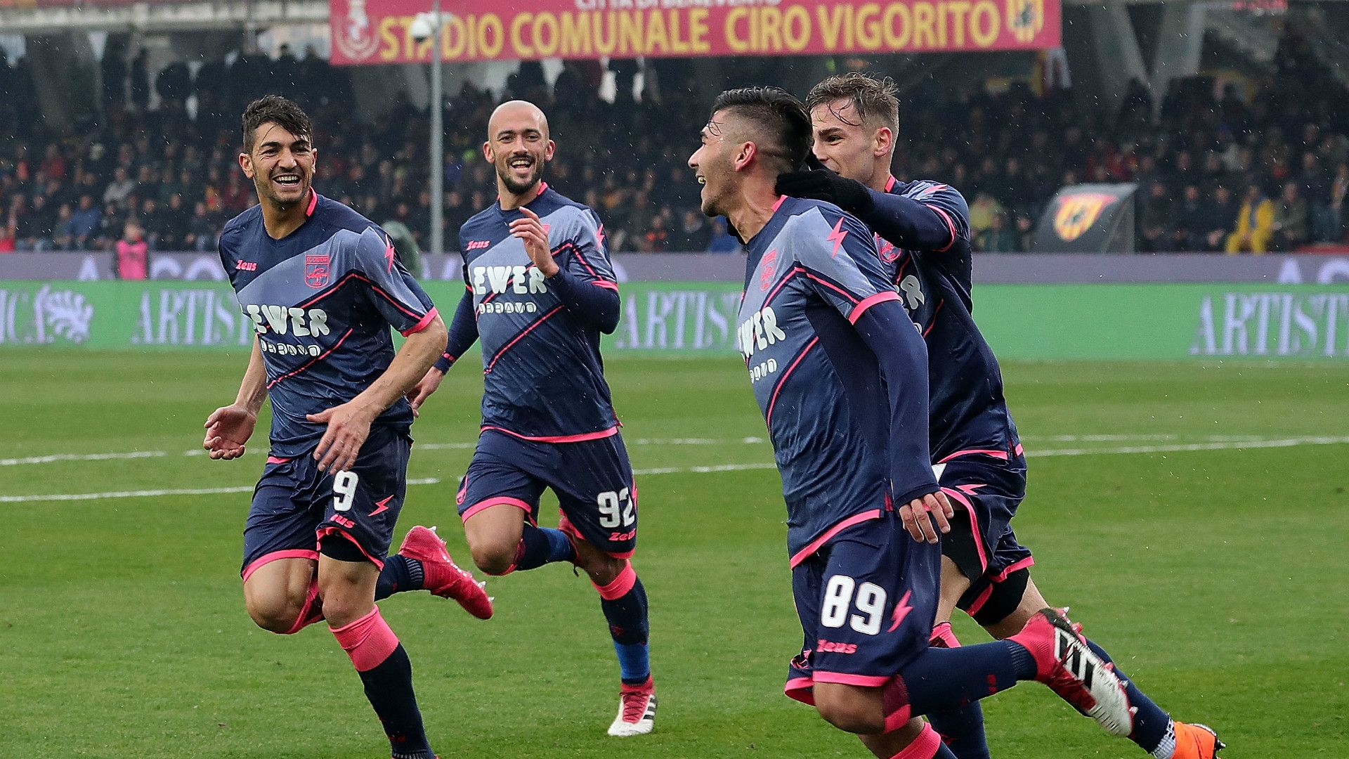 Crotone celebrating Benevento Serie A