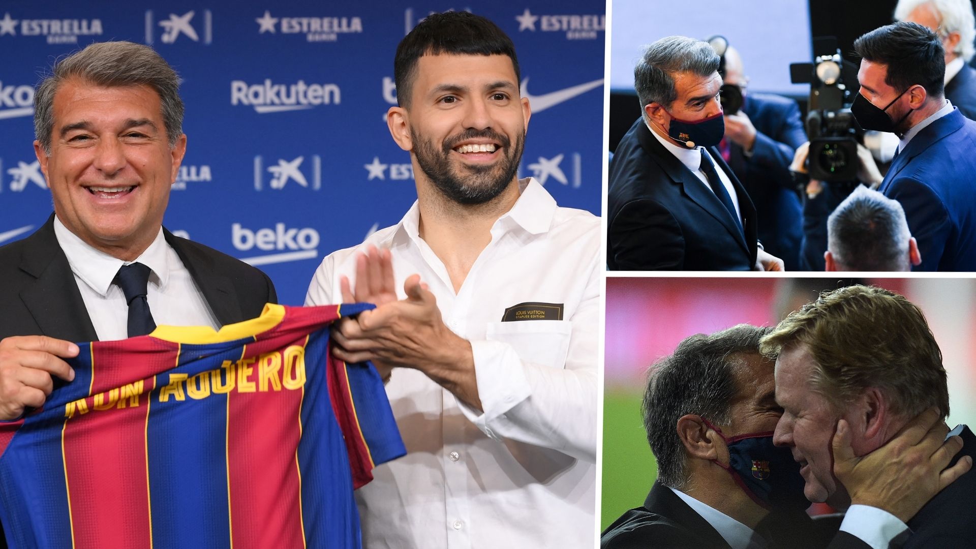 Laporta, Koeman, Messi, and Aguero