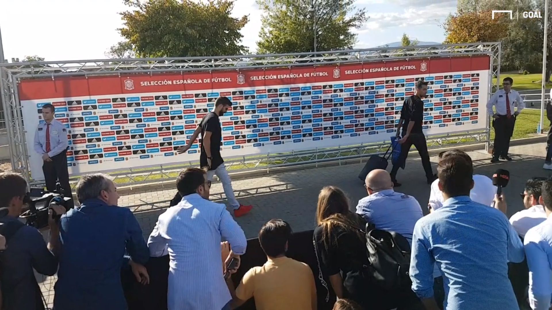 Gerard Pique arriving Spanish NT
