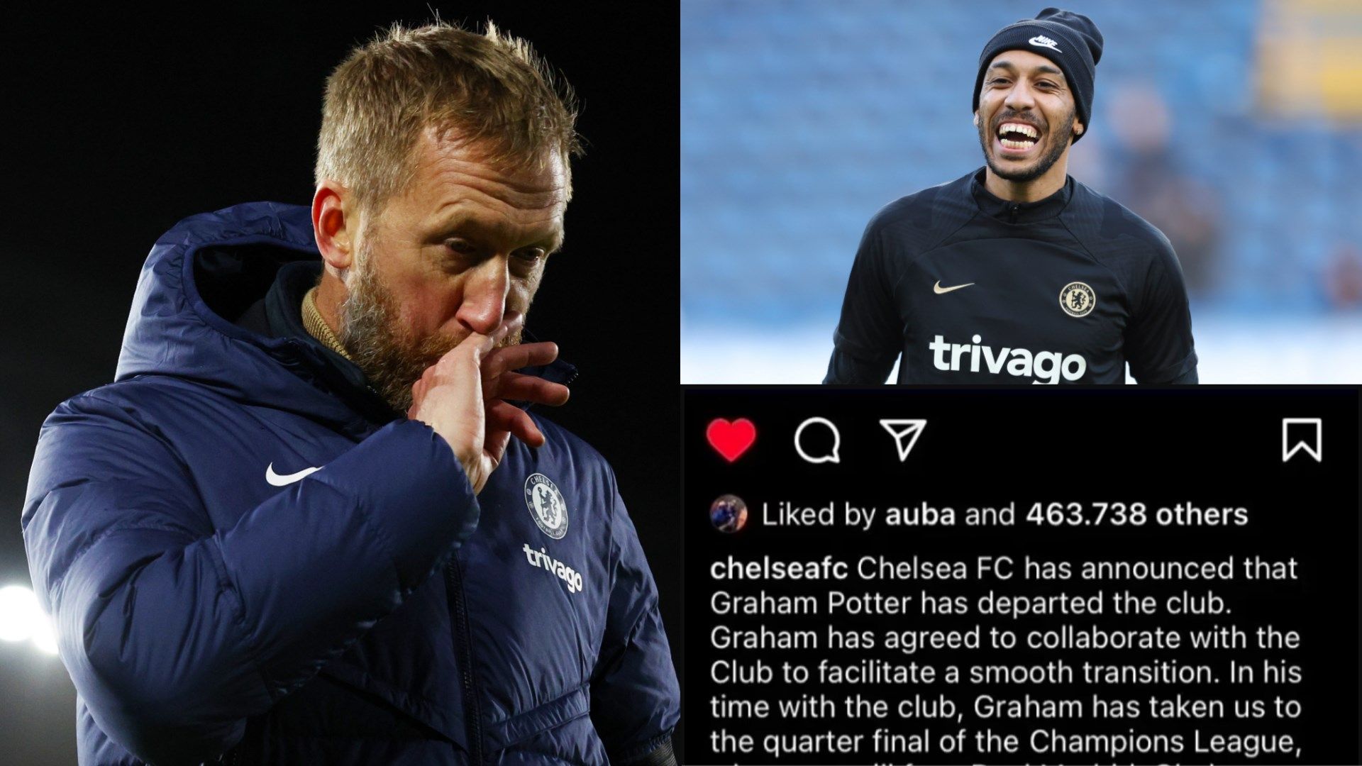 Graham Potter Pierre-Emerick Aubameyang Instagram