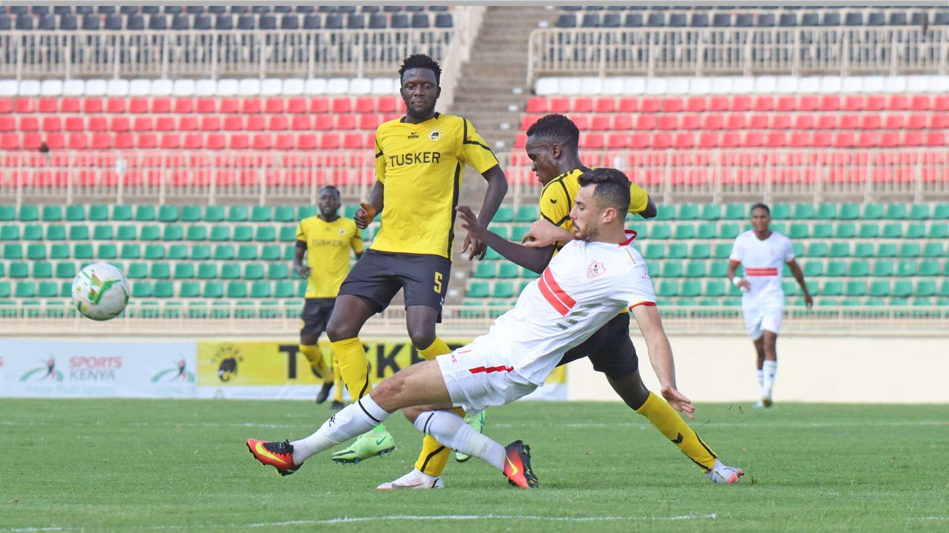Clyde Senaji and Boniface Muchiri of Tusker vs Zamalek SC.