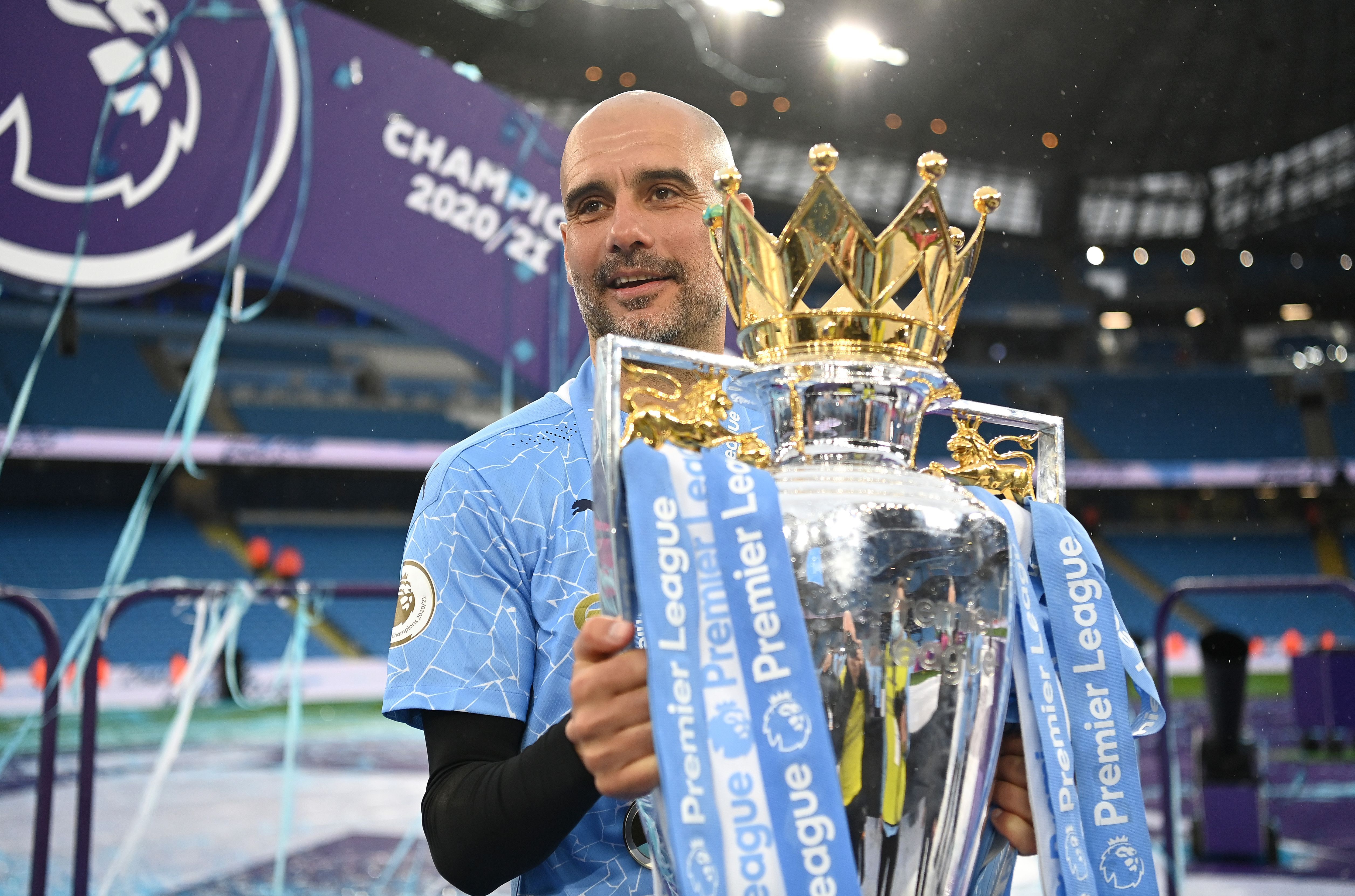 Pep Guardiola Premier League trophy