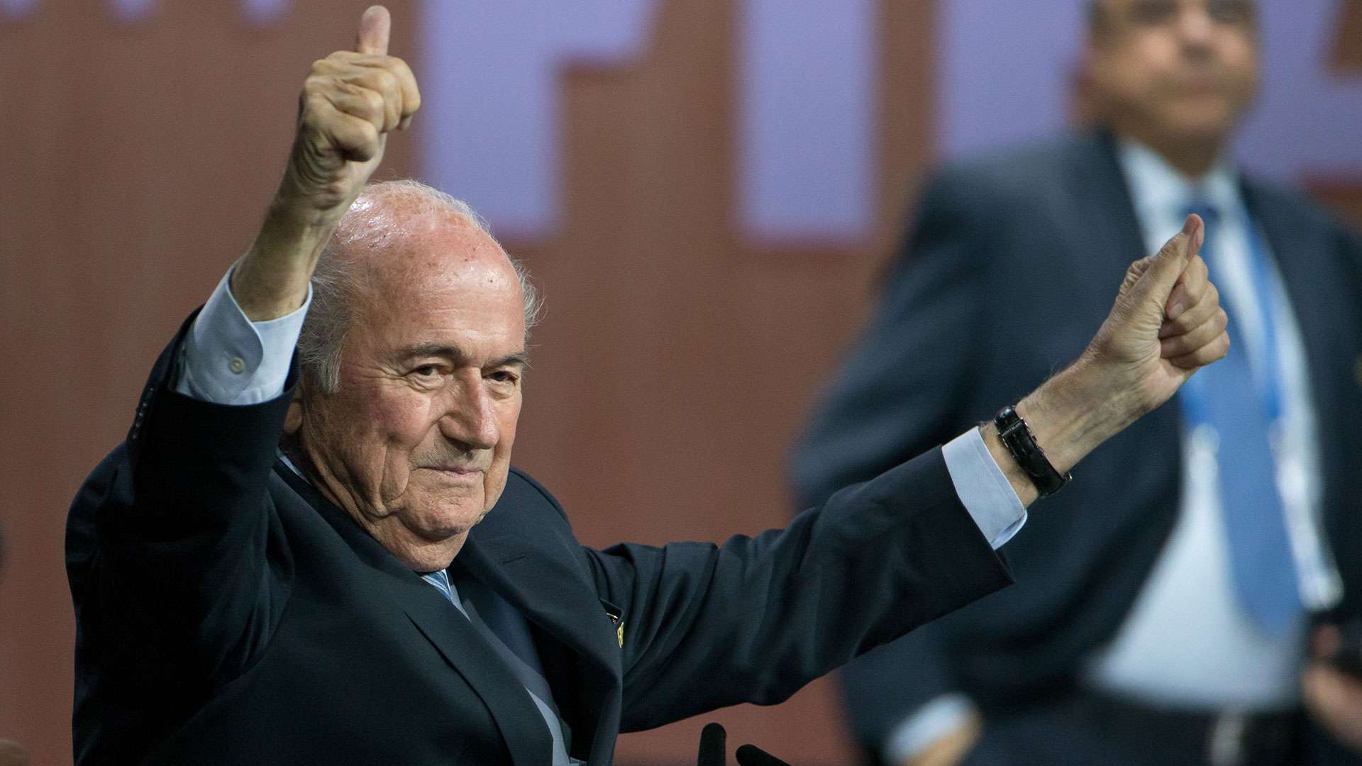 Sepp Blatter celebrates