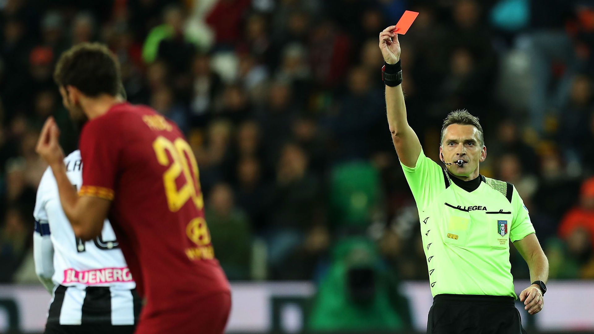 Fazio red card Udinese Roma