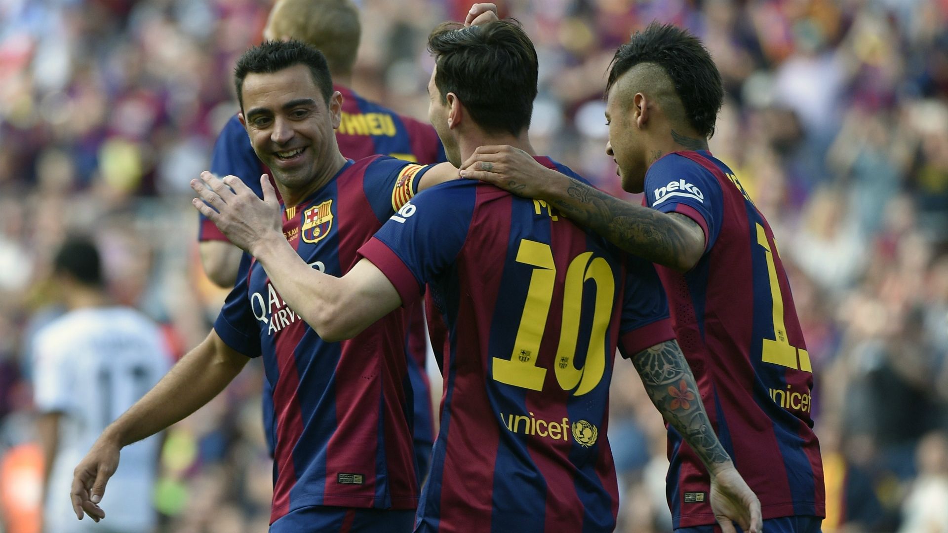 Xavi Lionel Messi Neymar Barcelona Deportivo de La Coruna Liga BBVA 05232015