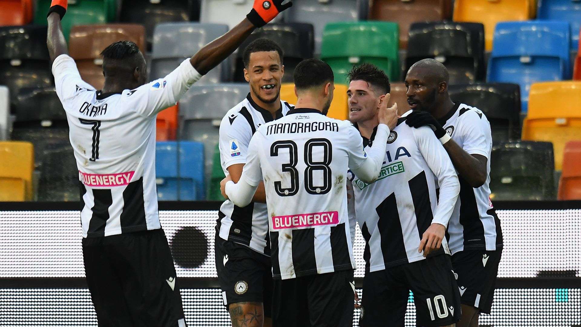 Udinese players celebrating Udinese Cagliari Serie A
