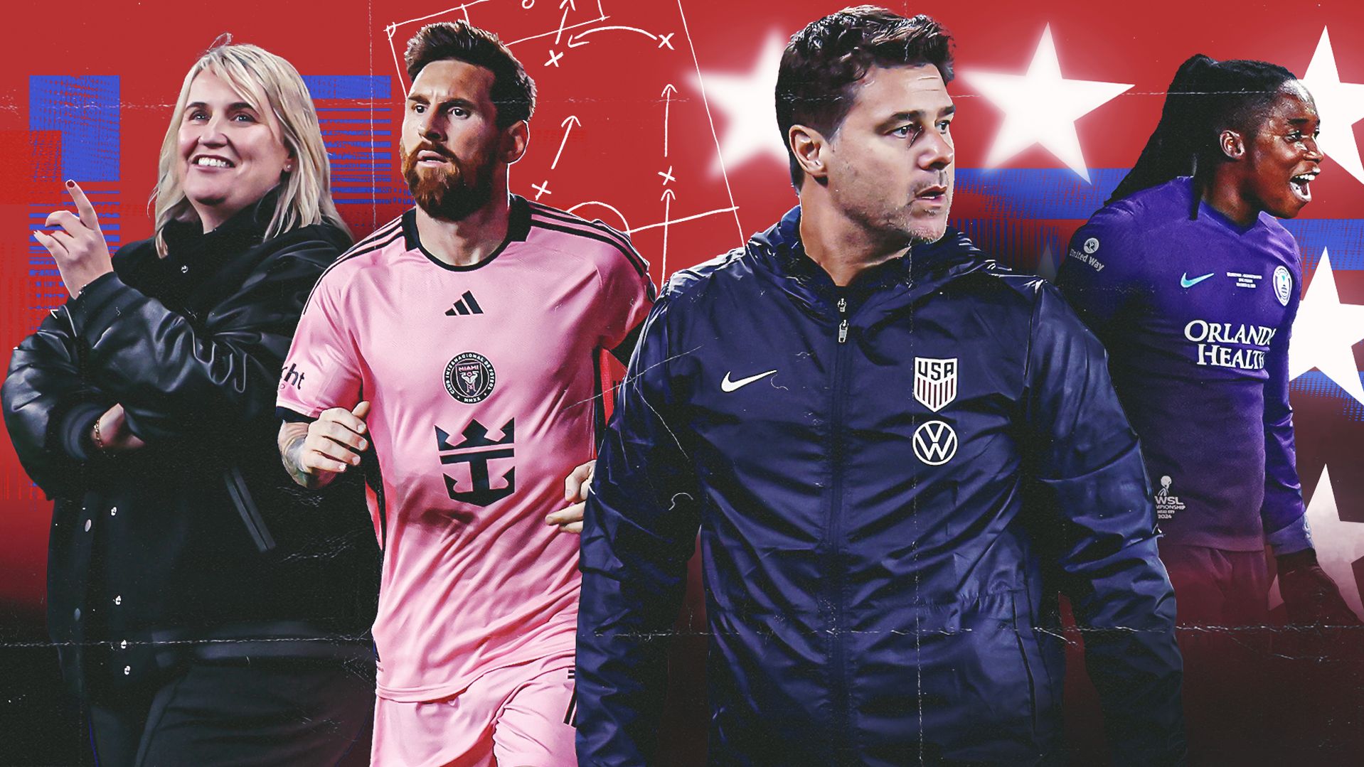 Emma Hayes, Mauricio Pochettino, Lionel Messi, Barbra Banda 