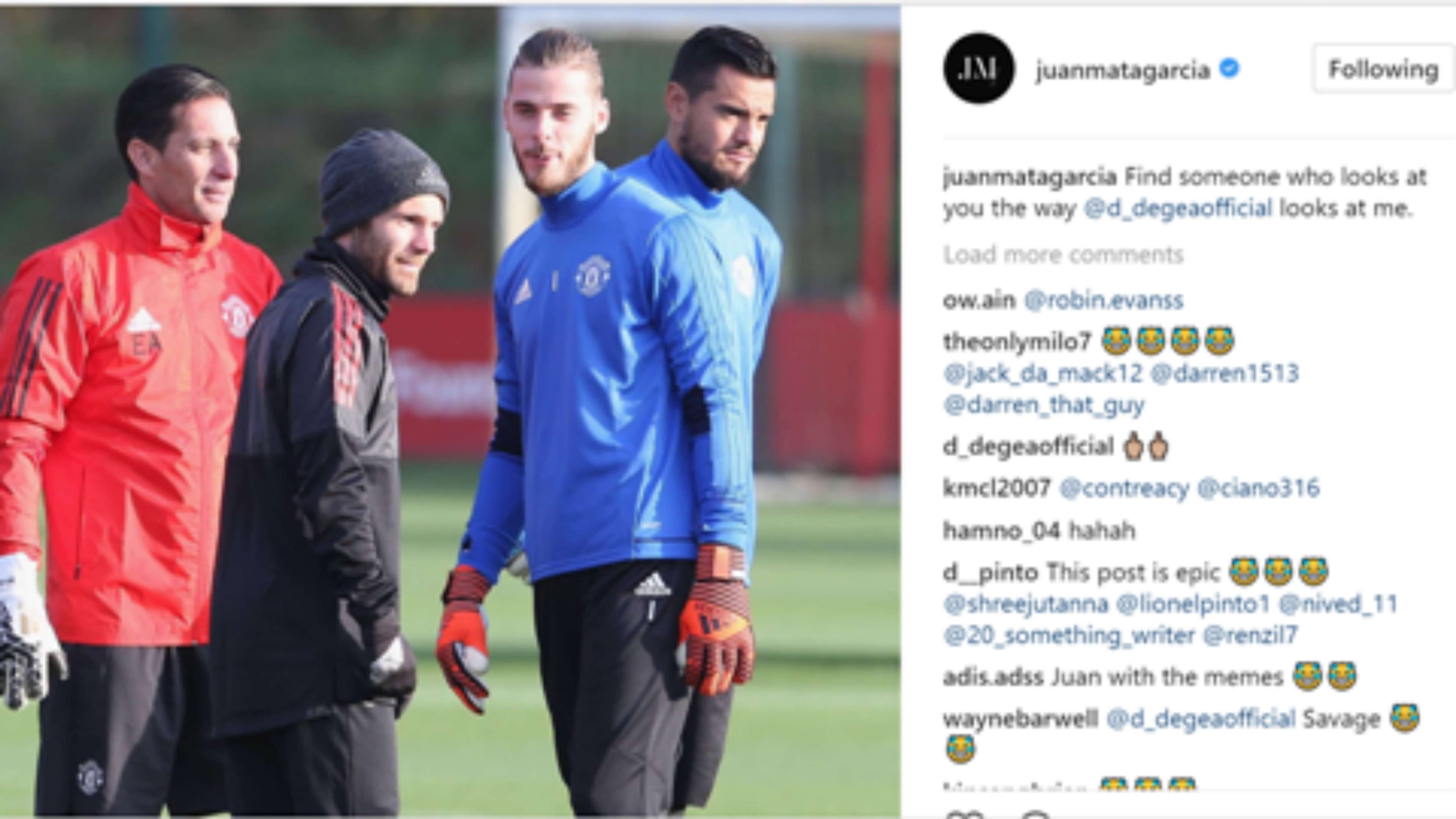 David de Gea Juan Mata Manchester United love post