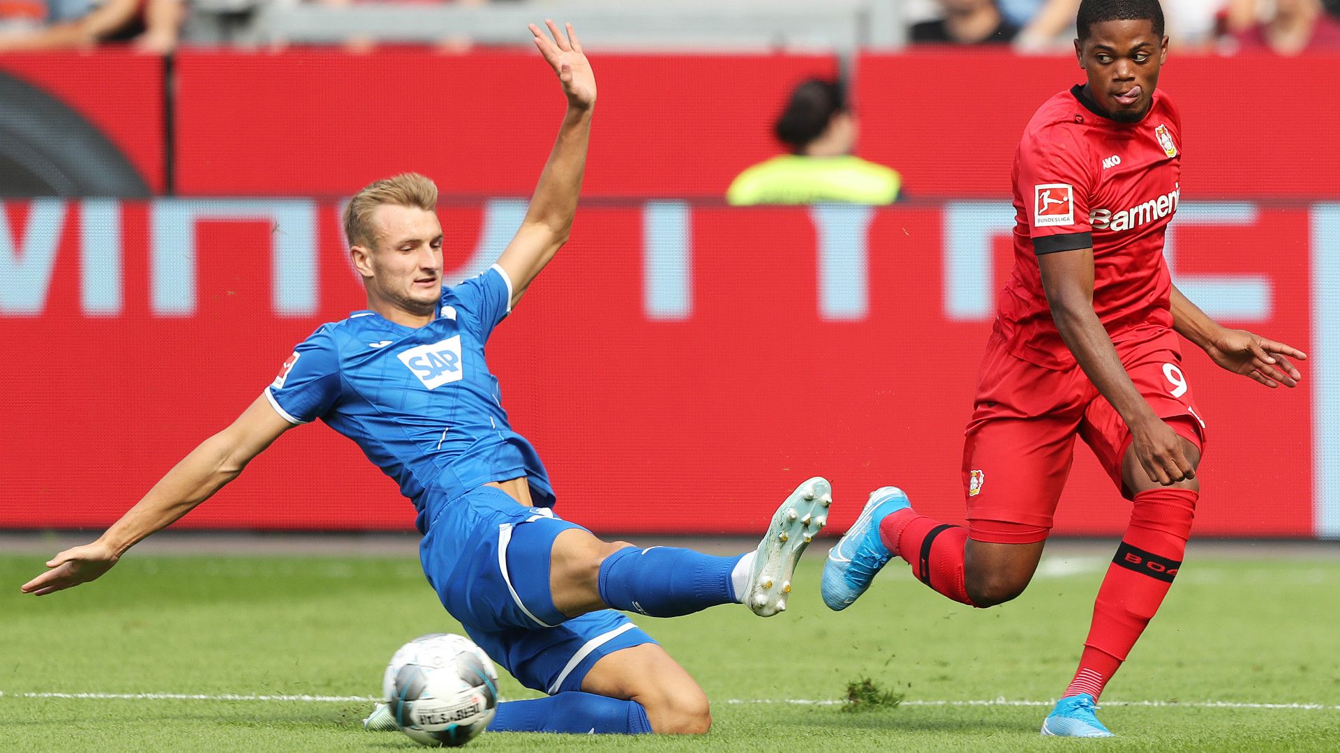STEFAN POSCH HOFFENHEIM LEON BAILEY BAYER LEVERKUSEN GERMAN BUNDESLIGA 31082019