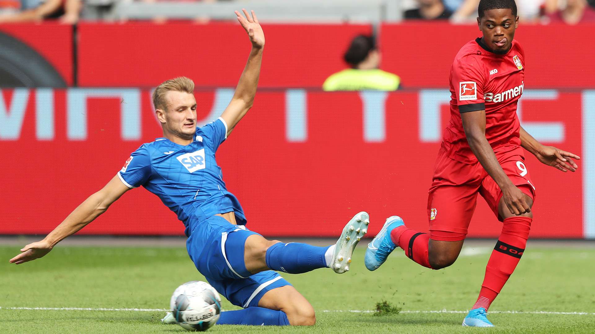 STEFAN POSCH HOFFENHEIM LEON BAILEY BAYER LEVERKUSEN GERMAN BUNDESLIGA 31082019