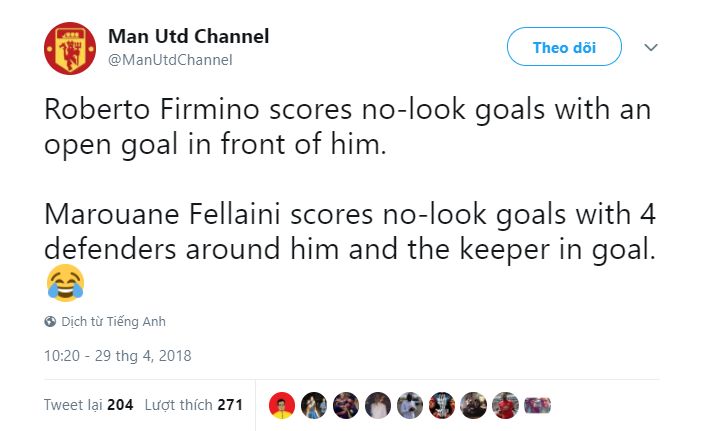 Fellaini's goal reaction