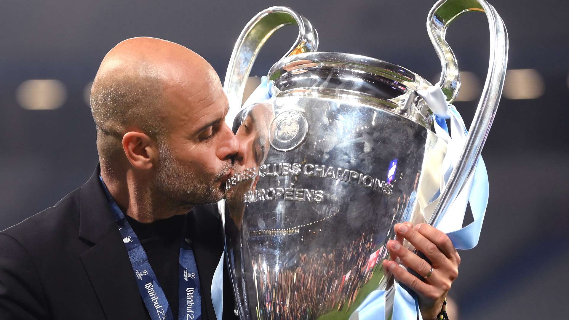 Pep Guardiola trofeu i Champions League Manchester City 2023