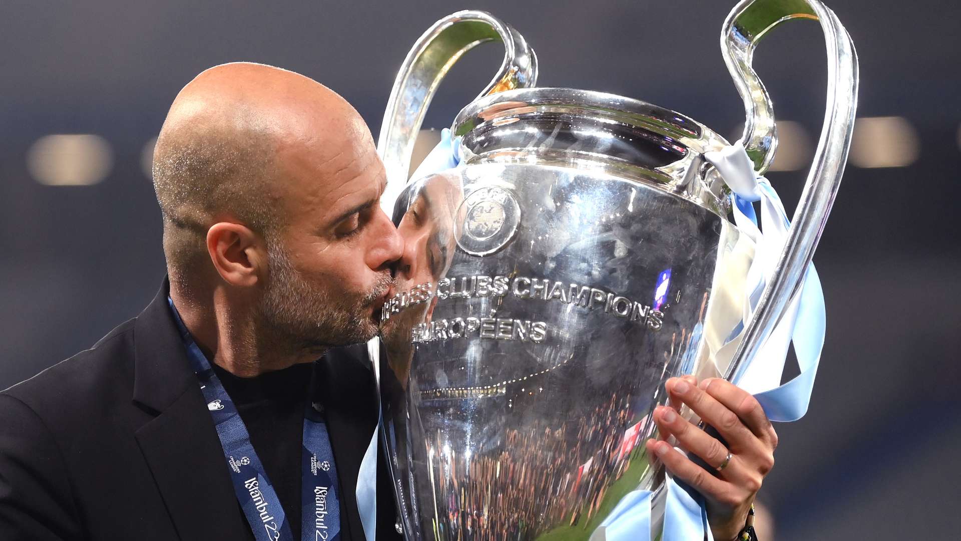 Pep Guardiola Champions League trophy Manchester City 2023