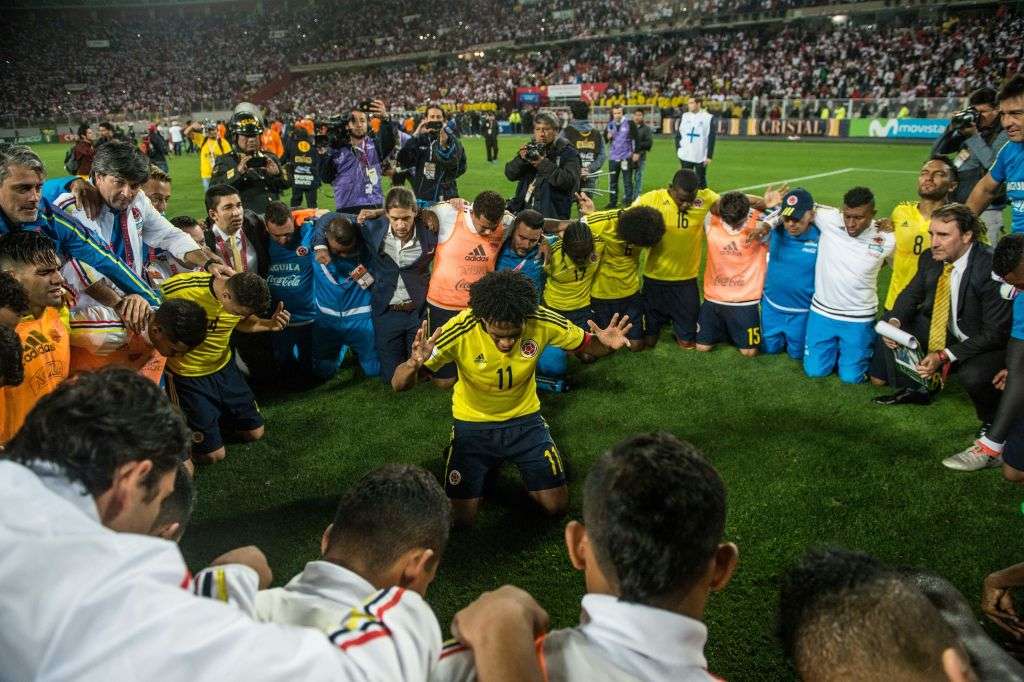 Colombia celebrando la clasificación a Rusia 2018